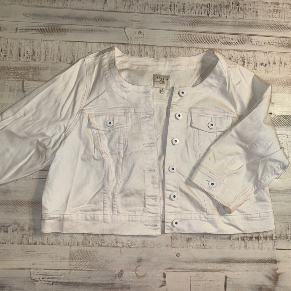 Torrid Cream Button-Up Jacket